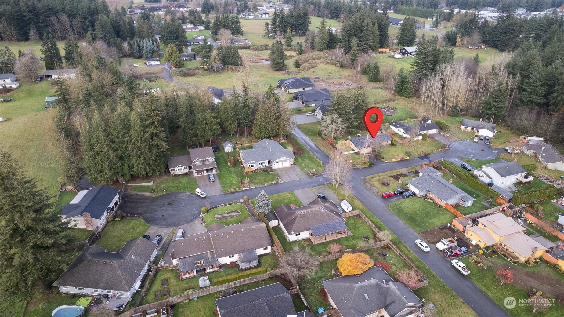 730 East Del Ray Road Lynden, WA 98264 - Photo 39 of 40 an aerial view of residential houses with outdoor space