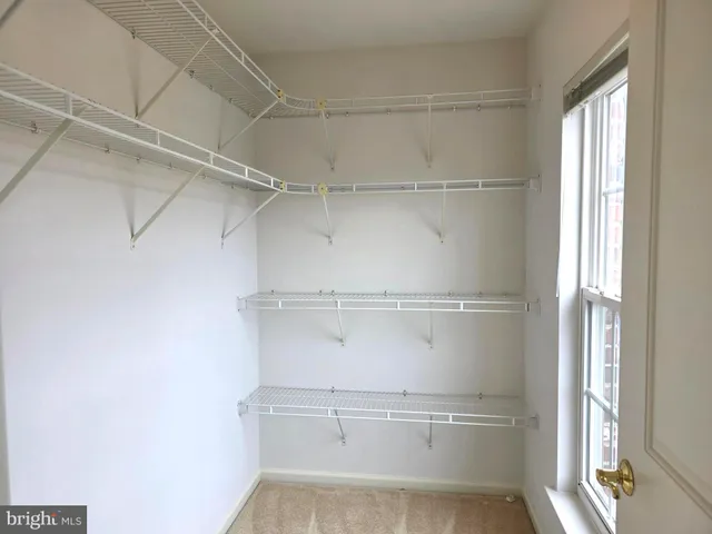 a view of an empty walk in closet