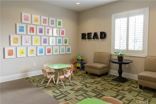 a room with a book shelf