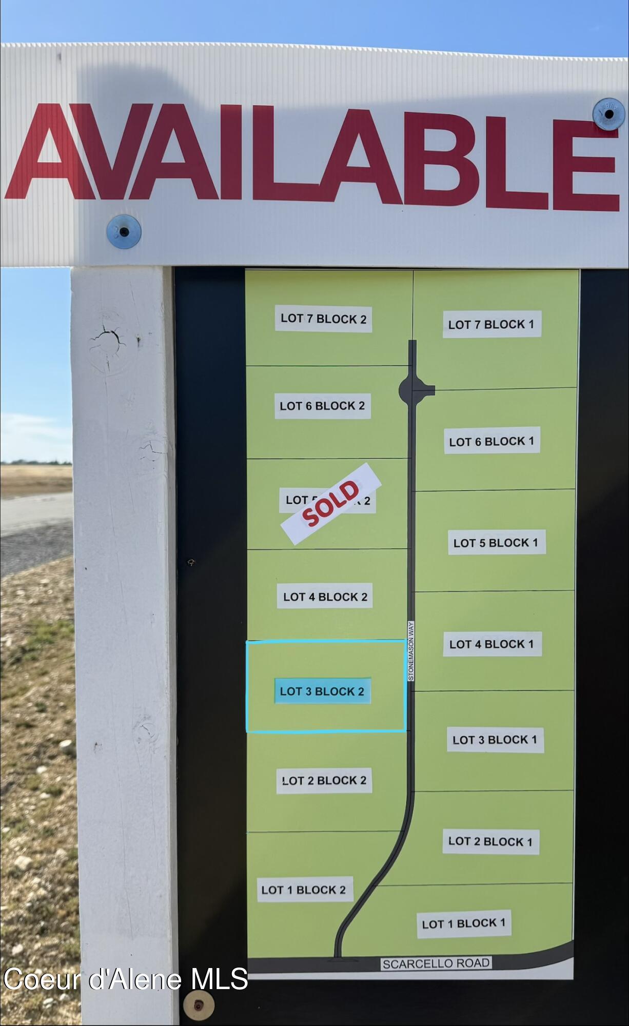 Nka North Stonemason Way, Unit 3 Rathdrum, ID 83858 - Photo 8 of 8 Lot map, Lot 3 Block 2 is highlighted