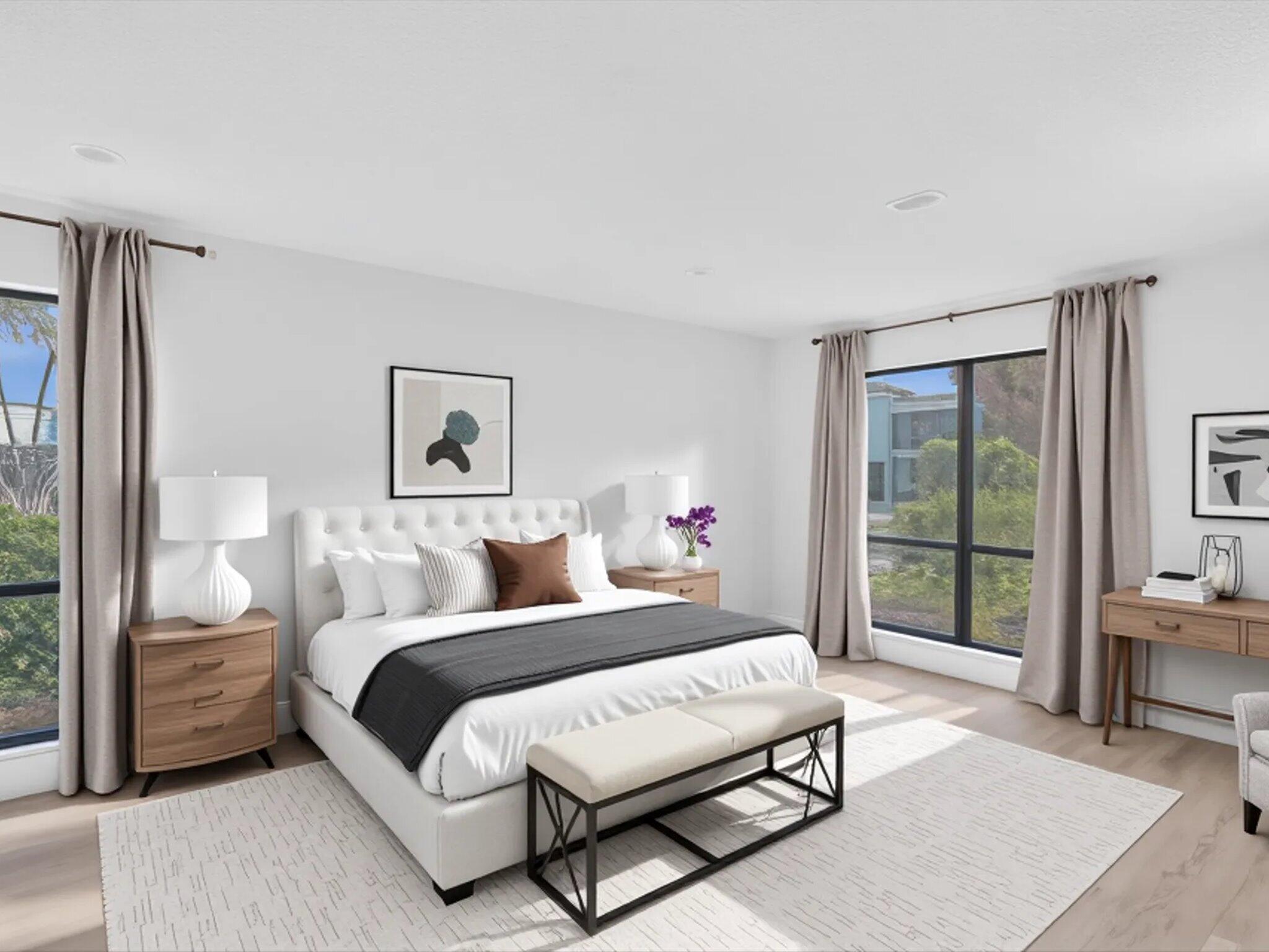 524 Osprey Drive, Unit 11B Delray Beach, FL 33444 - Photo 34 of 54 a bedroom with a bed a lamp and window