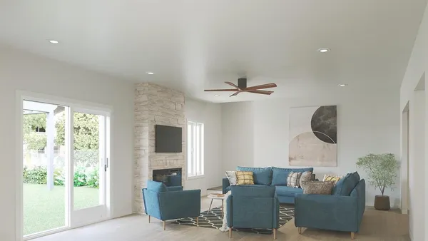 a living room with furniture and a couch