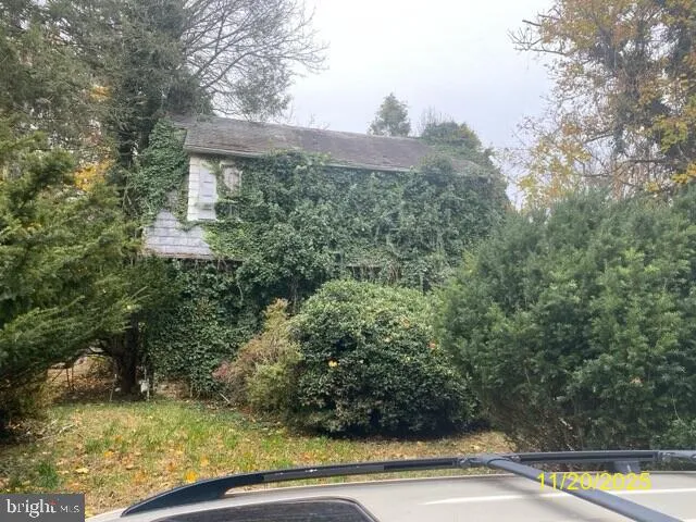 a view of a swimming pool and trees in the background