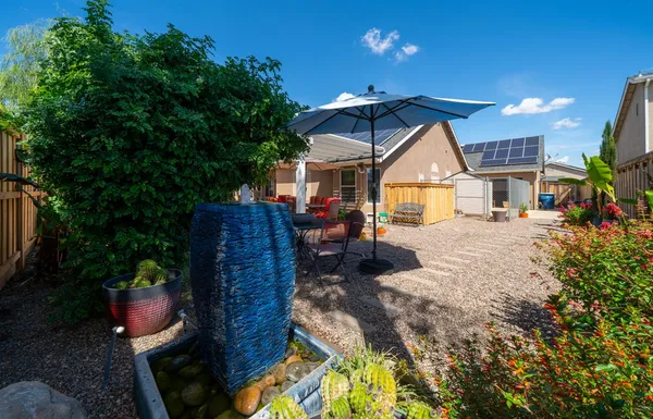 a view of a house with a patio