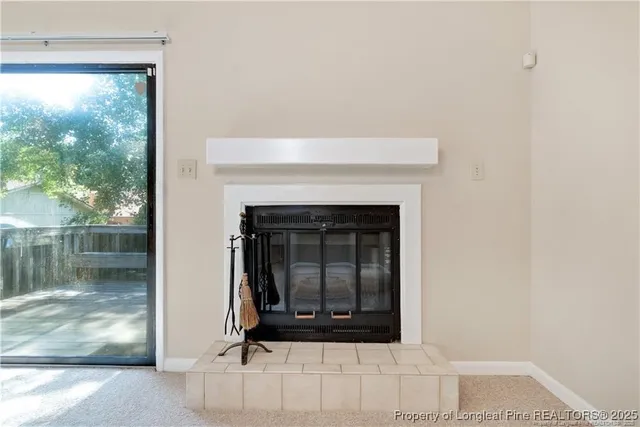 a view of a fireplace in a room
