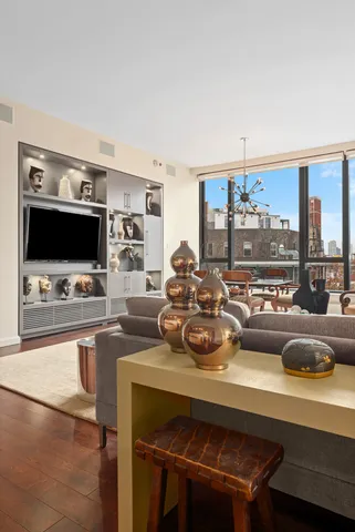 a view of a living room and dining room