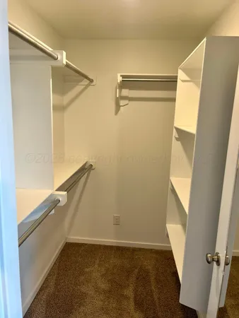 a view of an empty walk in closet