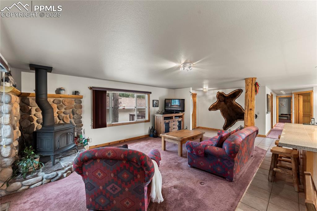 8025 Topeka Avenue Cascade, CO 80809 - Photo 16 of 42 a living room with furniture and a fireplace