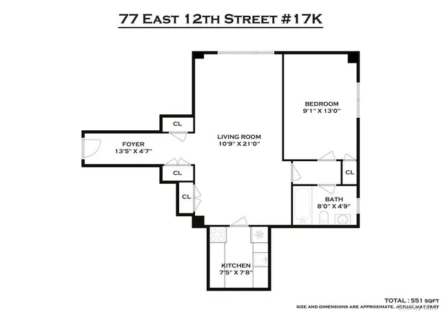 $668,000 | 77 East 12th Street, Unit 17K | Greenwich Village