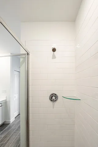 a bathroom with a shower