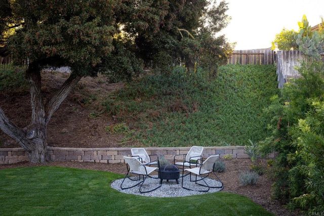 a view of a chairs and table in the patio