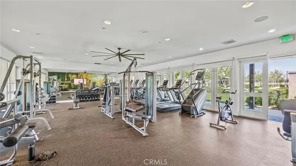 a view of a room with gym equipment