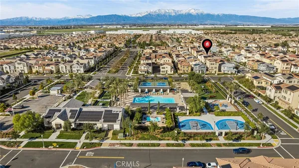 an aerial view of residential building and lake view