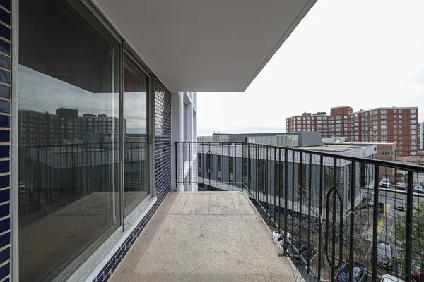 a balcony with view of city view
