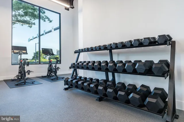 a view of a room with gym equipment