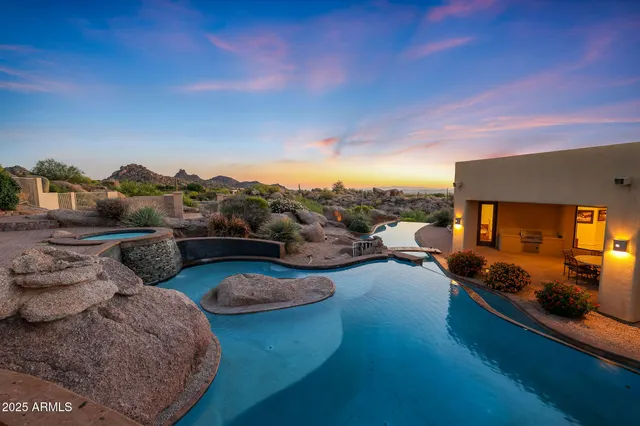 a view of a city with mountain