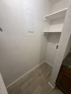 a bathroom with a sink and mirror