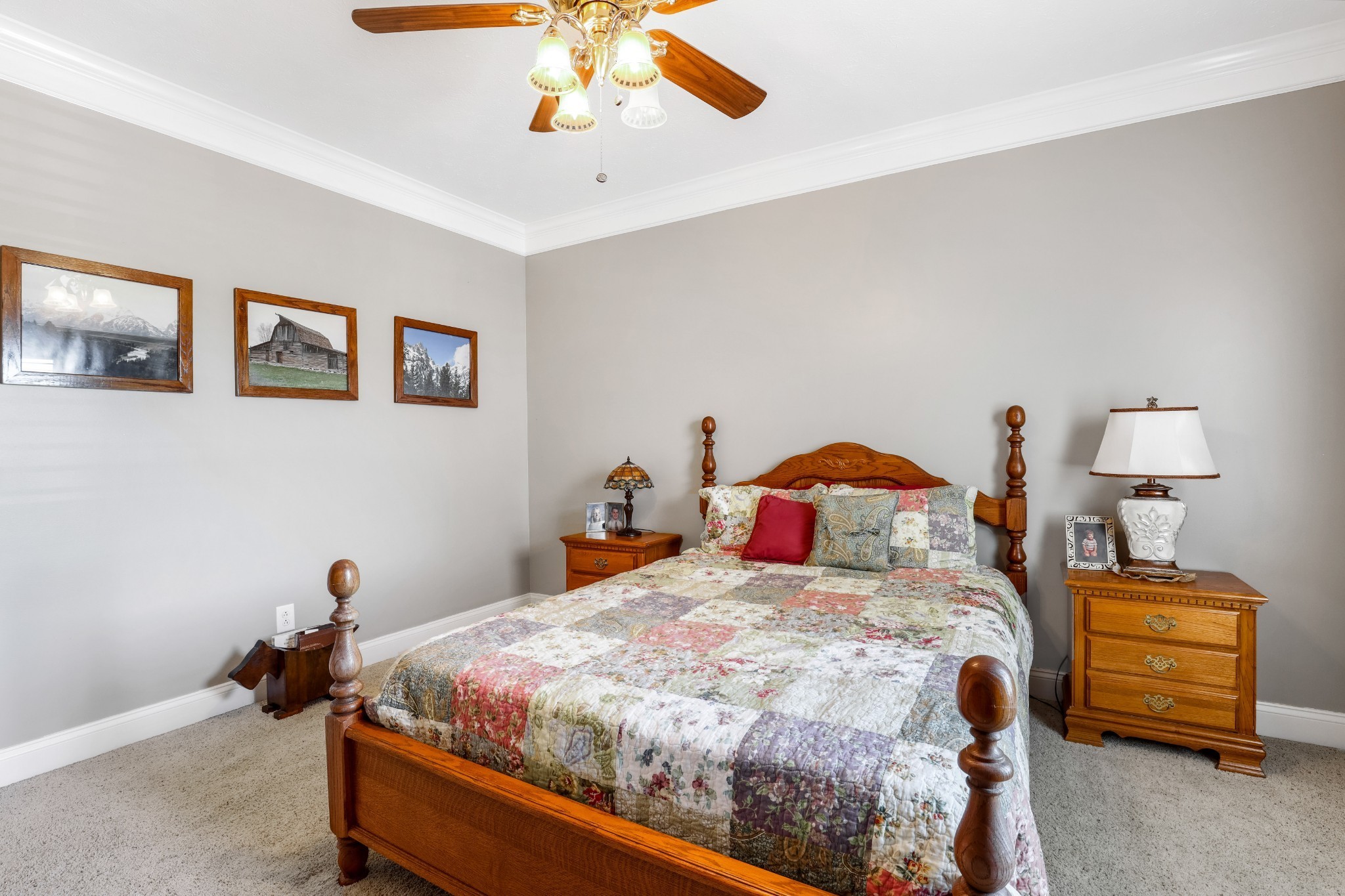 4984 Somerville Road Cross Plains, TN 37049 - Photo 55 of 57 a bedroom with a bed and a chandelier