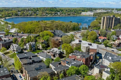 an aerial view of multiple house