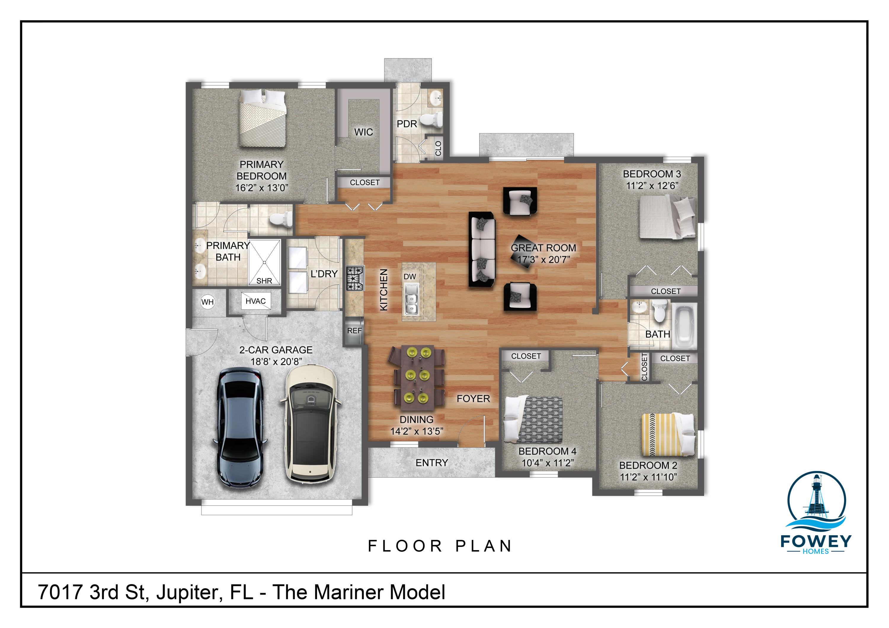 7017 3rd Street Jupiter, FL 33458 - Photo 8 of 8 Floor Plan Colored