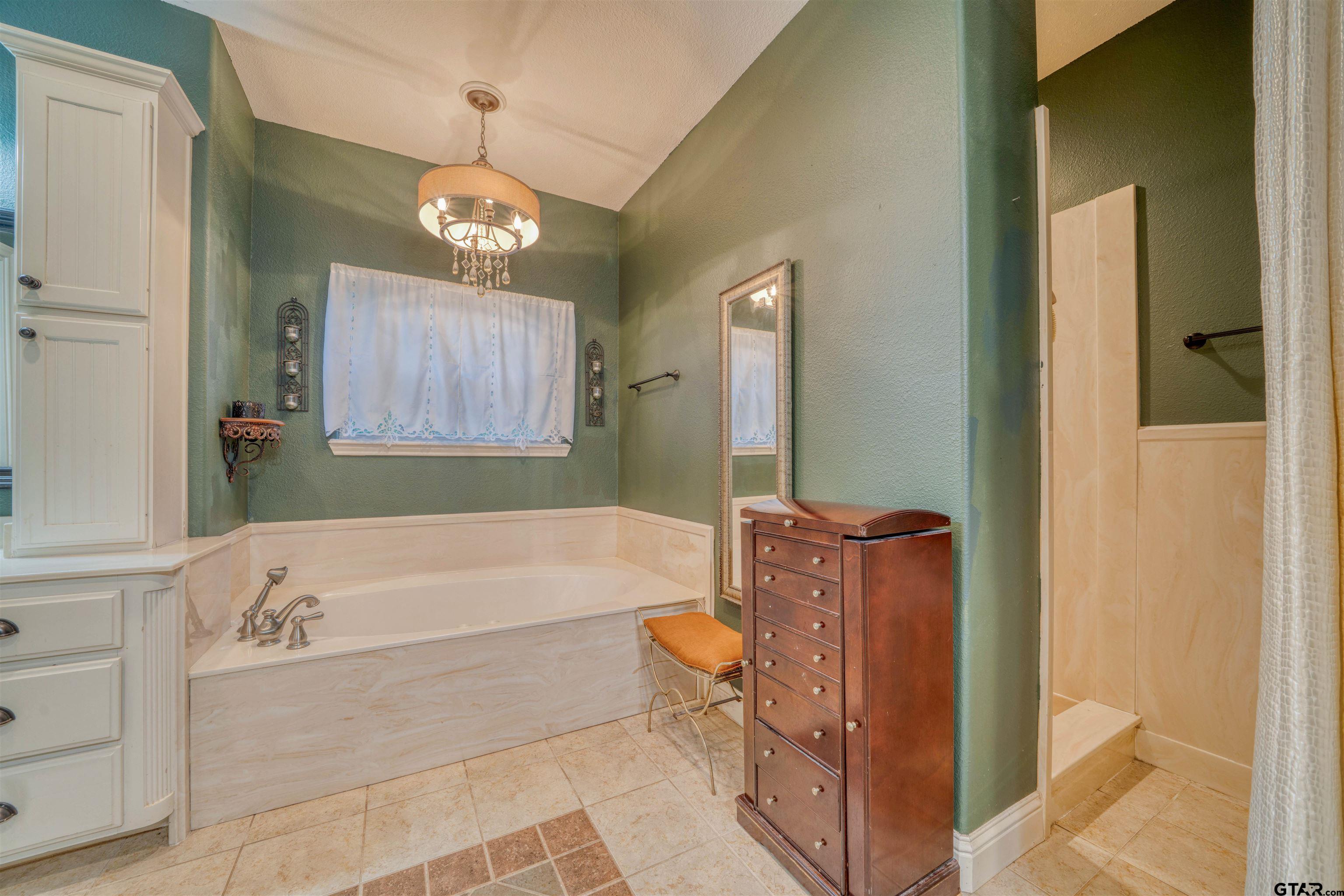 1776 Mustang Road Gilmer, TX 75645 - Photo 35 of 45 a bathroom with a bathtub and a shower