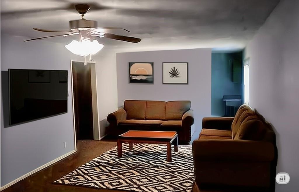 511 Rogers Road Newark, TX 76071 - Photo 9 of 22 Living room with a ceiling fan. AI Generated