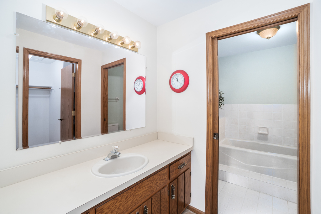 812 Meadow Ridge Lane, Unit 107 New Lenox, IL 60451 - Photo 9 of 15 a bathroom with a sink and a mirror