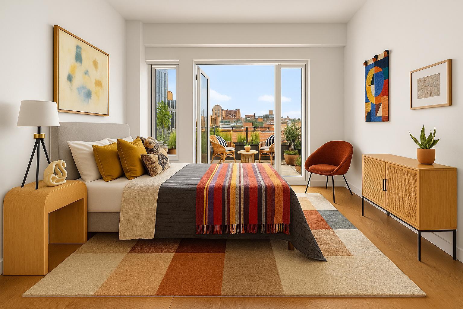 202 Broome Street, Unit 6F Manhattan, NY 10002 - Photo 11 of 19 a bedroom with a bed and window