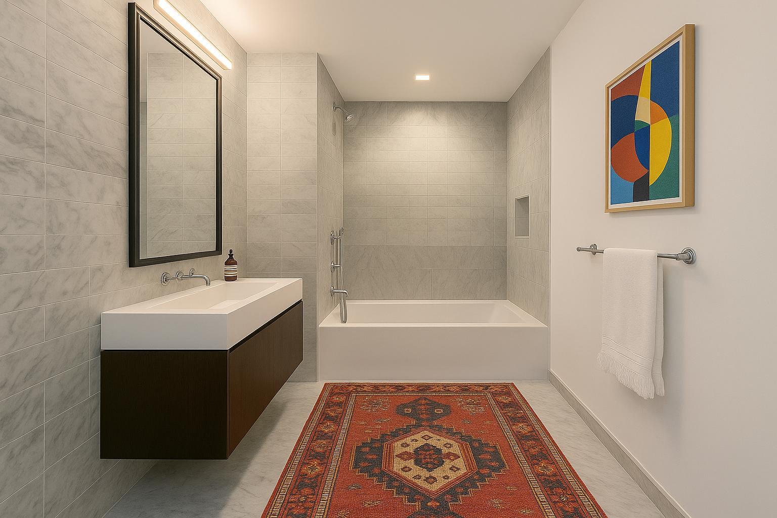 202 Broome Street, Unit 6F Manhattan, NY 10002 - Photo 14 of 19 a bathroom with a sink and a bathtub