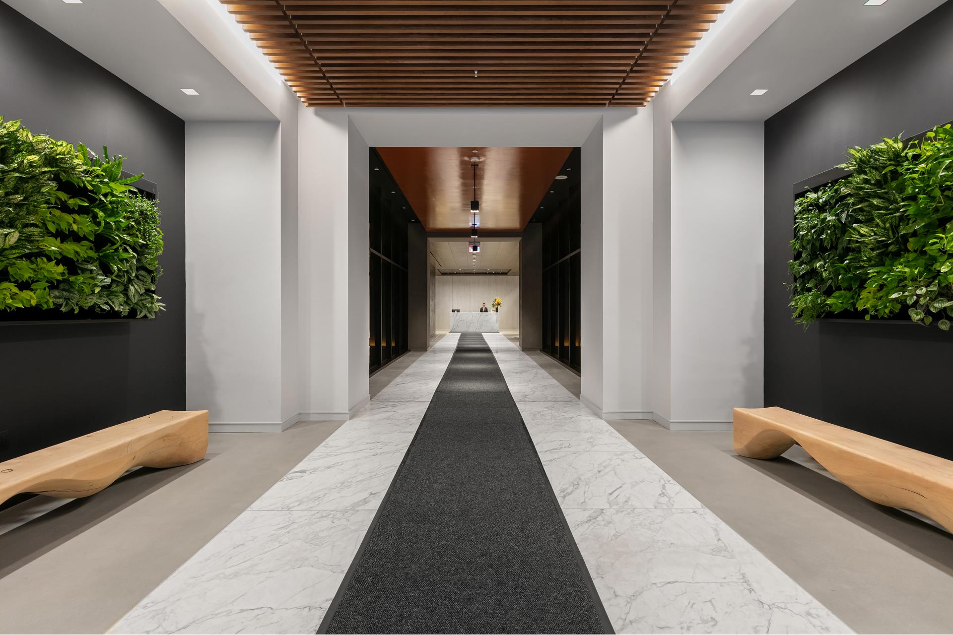 202 Broome Street, Unit 6F Manhattan, NY 10002 - Photo 6 of 19 a view of a hallway with wooden floor and a potted plant