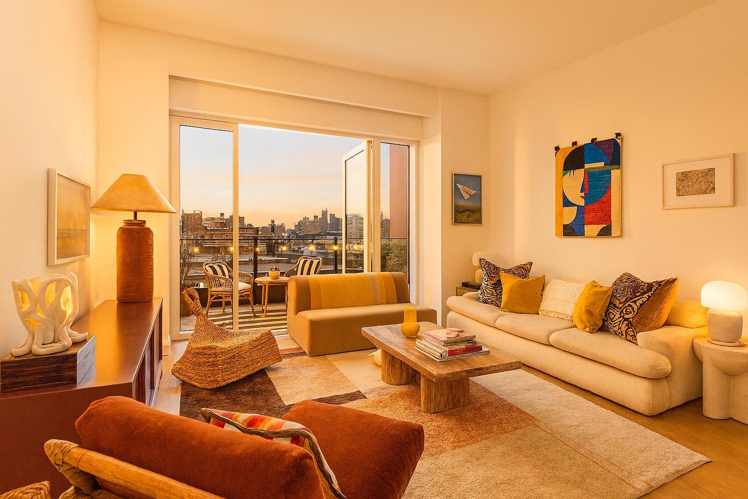 202 Broome Street, Unit 6F Manhattan, NY 10002 - Photo 8 of 19 a living room with furniture and a large window