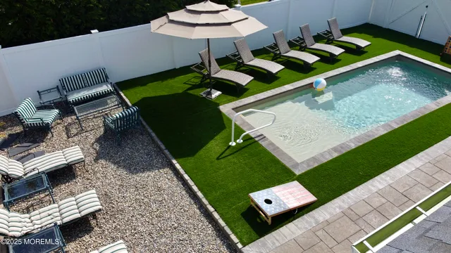 a view of an outdoor space with seating area