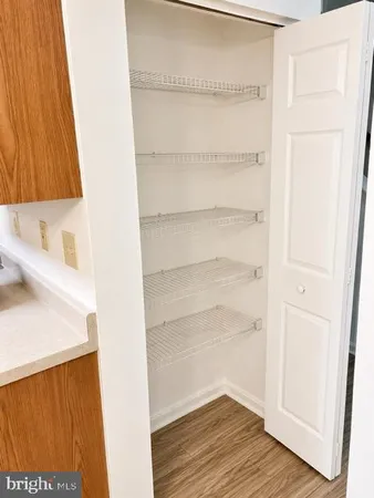 a view of walk in closet with empty racks