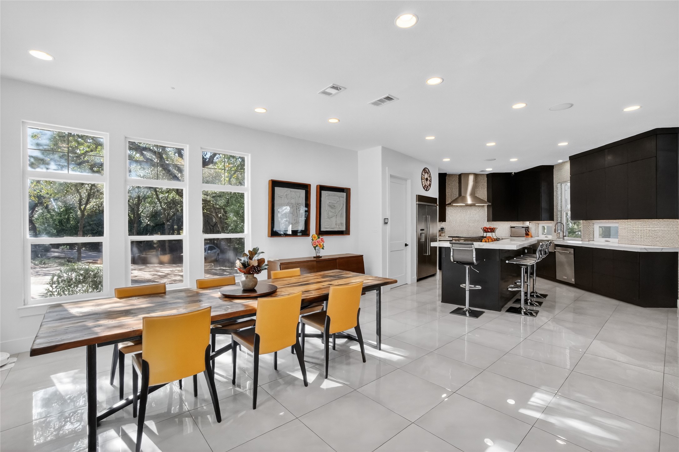 3627 Stoneridge Road, Unit 1 Austin, TX 78746 - Photo 13 of 39 Dining area featuring recessed lighting and light tile patterned floors