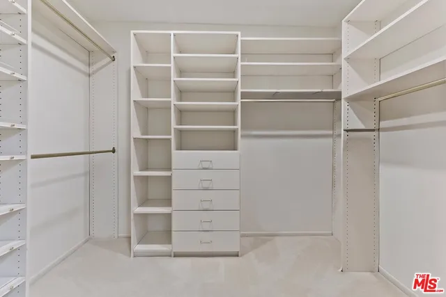 a view of an empty walk in closet