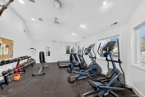 a view of a room with gym equipment
