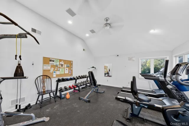 a view of a room with gym equipment