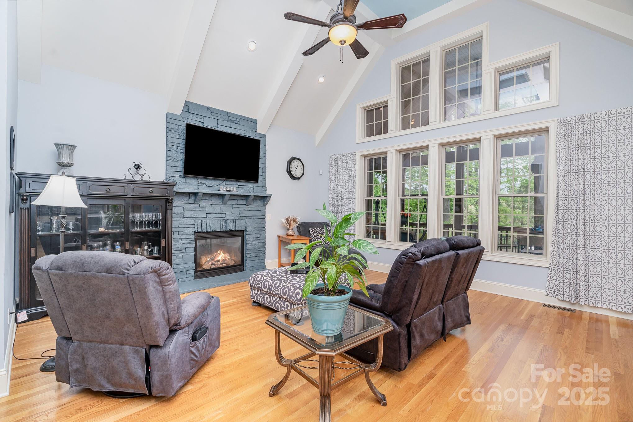 112 Spring Branch Road Fort Mill, SC 29715 - Photo 32 of 43 a living room with furniture a flat screen tv and a fireplace