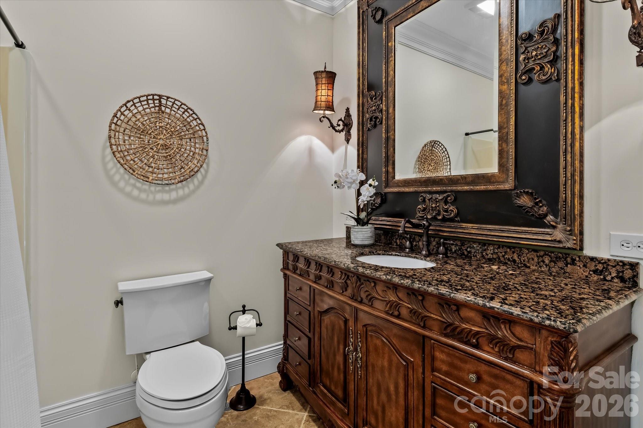 17821 Carlow Road Cornelius, NC 28031 - Photo 24 of 45 a bathroom with a toilet a sink and mirror
