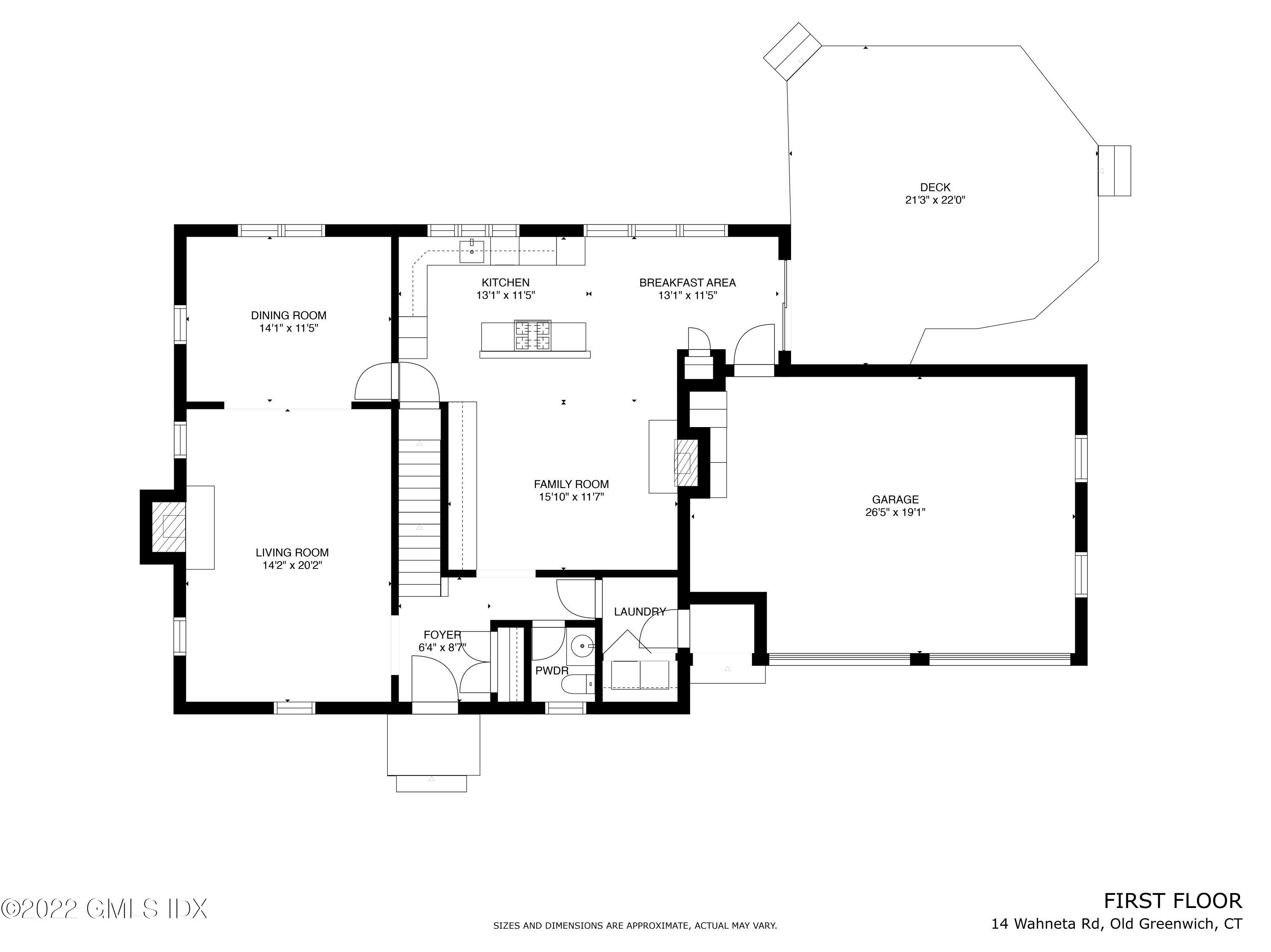 14 Wahneta Road Old Greenwich, CT 06870 - Photo 27 of 29 14 Wahneta Rd 1st flr - FLOOR PLAN