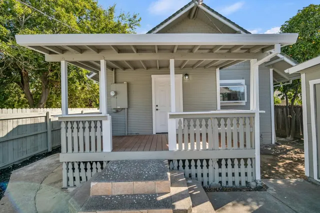 a view of a wooden door