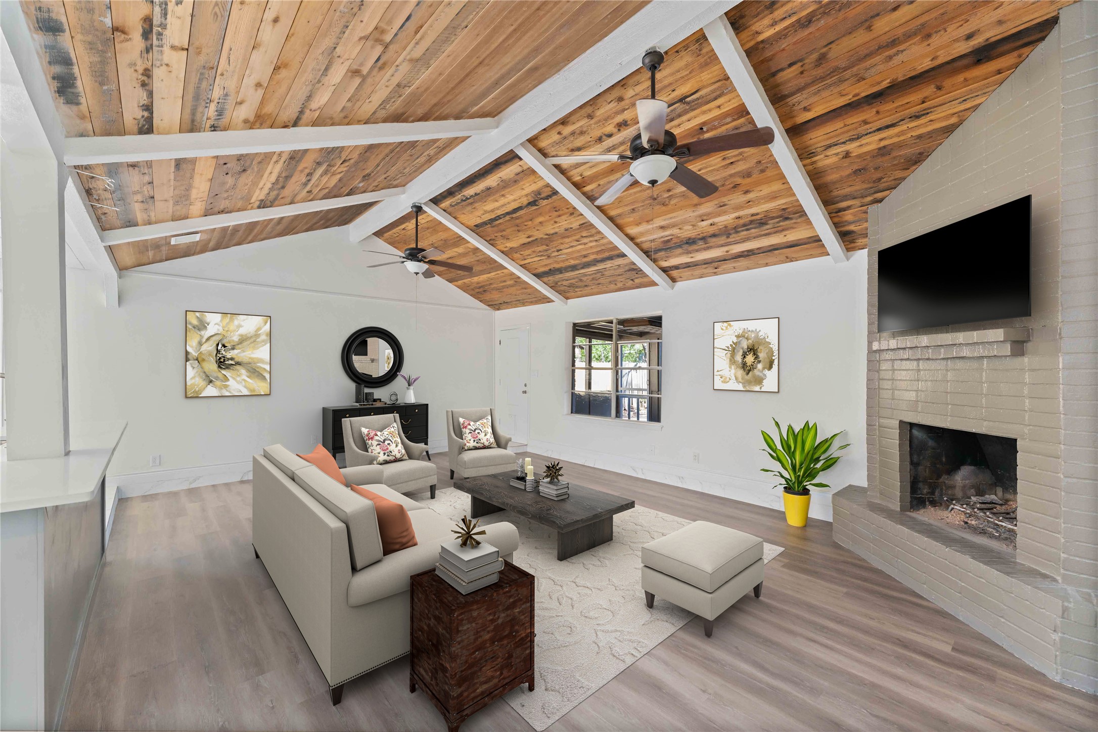 23122 Whispering Willow Drive Spring, TX 77373 - Photo 3 of 16 a living room with furniture fireplace and a flat screen tv