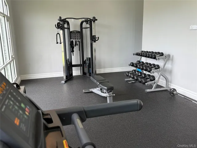 a view of a room with gym equipment