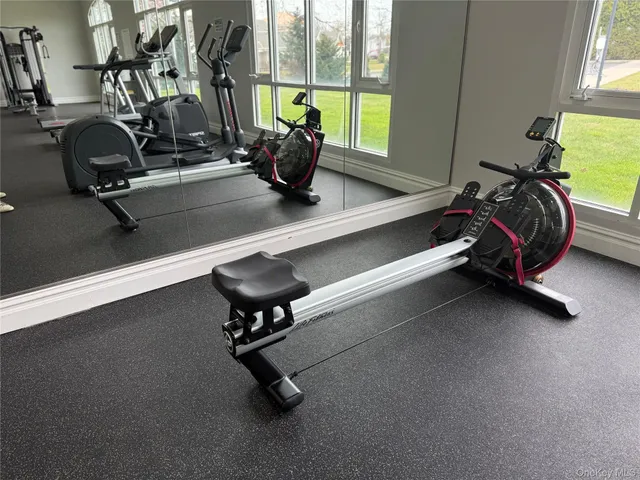 a view of a room with gym equipment