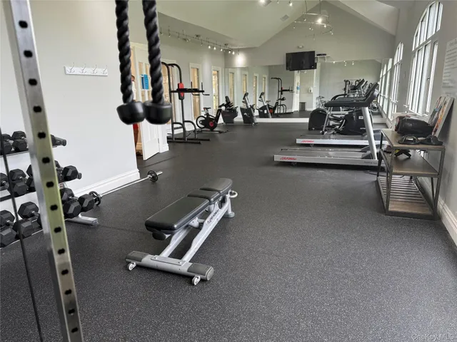 a view of a room with gym equipment