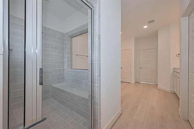 a view of bathroom with shower