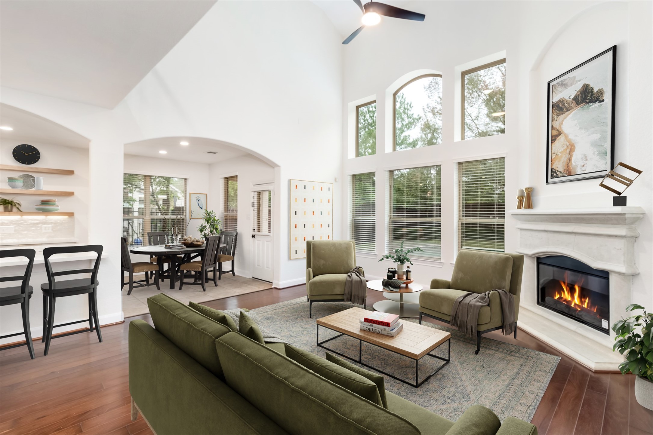 142 Pinto Point Place Spring, TX 77389 - Photo 2 of 36 a living room with furniture fireplace and dining table