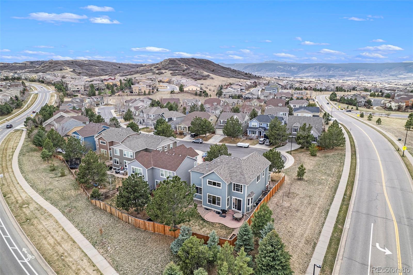 2470 Robindale Way Castle Rock, CO 80109 - Photo 34 of 42 an aerial view of a house