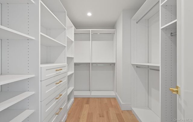 a view of walk in closet with empty racks