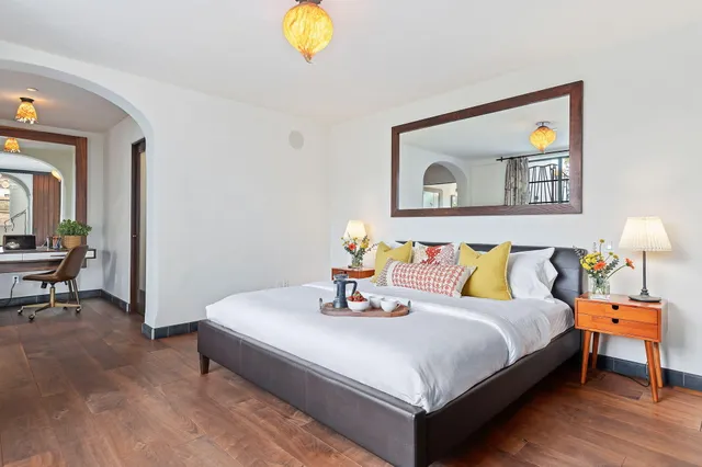 a living room with furniture